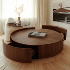 Modern Low Wooden Tray Top Coffee Table with Storage