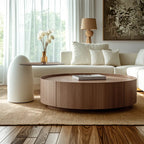 Modern Low Wooden Tray Top Coffee Table with Storage