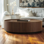 Modern Low Wooden Tray Top Coffee Table with Storage