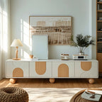 79 White Modern Acrylic Arch Panel Cable Management TV Stand