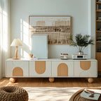 79 White Modern Acrylic Arch Panel Cable Management TV Stand