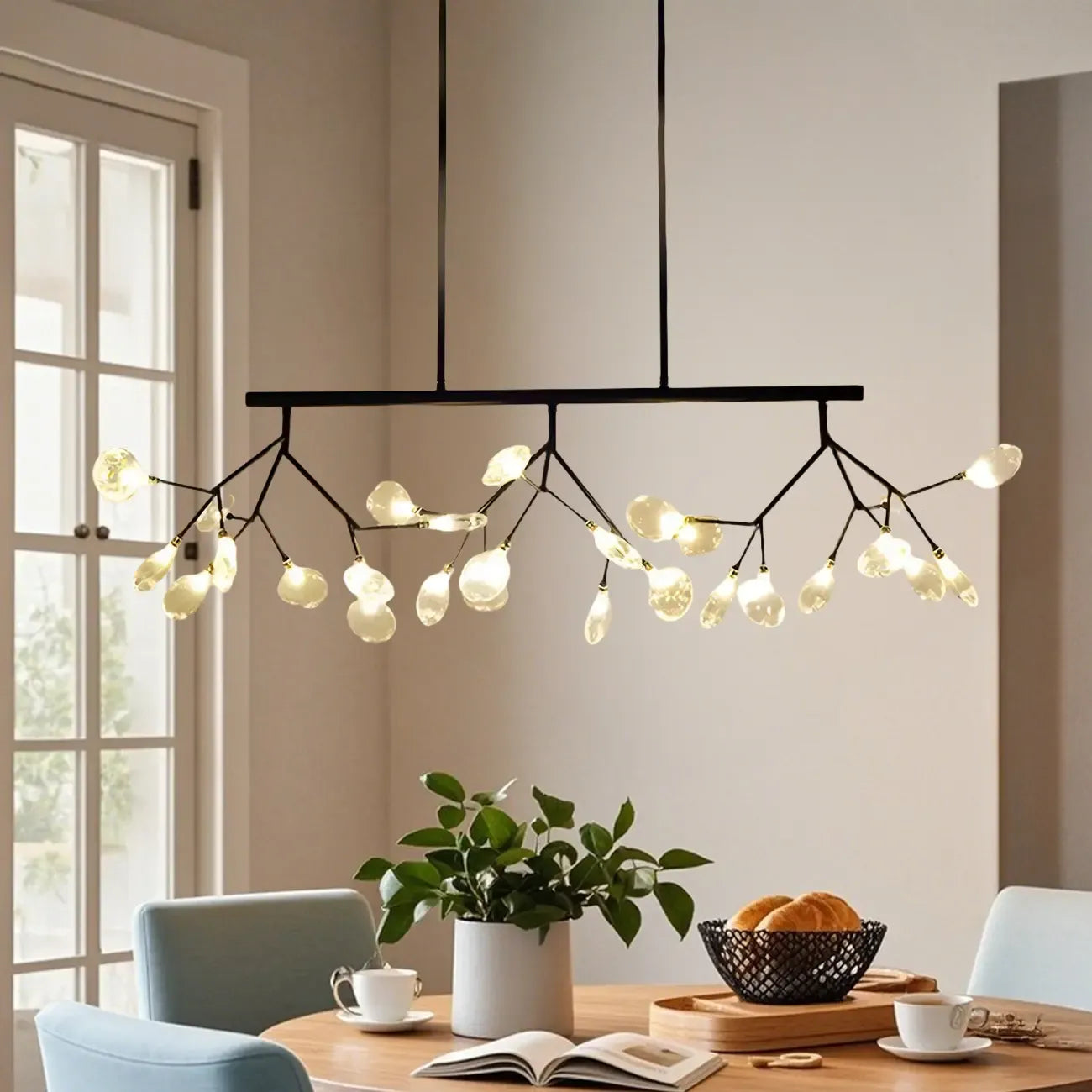 Modern Glass Branch Multi-Light Island Pendant Light for Kitchen