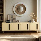 Living Room Rectangle Brown Wood TV Stand with Metal Legs