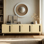 Living Room Rectangle Brown Wood TV Stand with Metal Legs