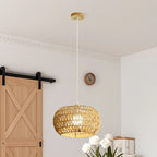 Natural Brown Rattan Pendant Lantern for Modern Dining Decor