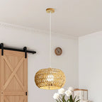 Natural Brown Rattan Pendant Lantern for Modern Dining Decor
