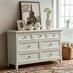 Contemporary White Wooden Double Dresser