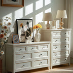 Contemporary White Wooden Double Dresser