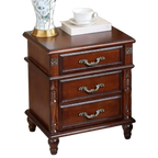Elegant White Wood Bedside Table with 3 Storage Drawers