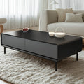 Modern Minimalist Wood Black Coffee Table with Drawers & Legs