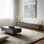 Modern Minimalist Wood Black Coffee Table with Drawers & Legs