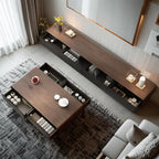 Modern Minimalist Wood Black Coffee Table with Drawers & Legs