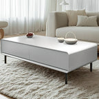 Modern Minimalist Wood Black Coffee Table with Drawers & Legs