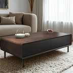 Modern Minimalist Wood Black Coffee Table with Drawers & Legs