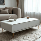 Modern Minimalist Wood Black Coffee Table with Drawers & Legs