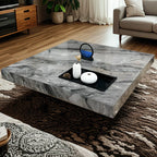 Modern Grey Square Coffee Table with Stainless Steel Base