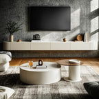 White Modern Round Sleek Drawer Coffee Table