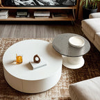 White Modern Round Sleek Drawer Coffee Table