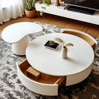 Modern Wooden White Round Nesting Coffee Tables
