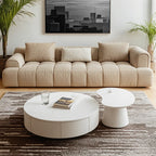 Modern Wooden White Round Nesting Coffee Tables