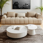 Modern Wooden White Round Nesting Coffee Tables