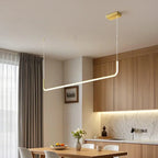 Simple Silica Gel Linear Island Pendant Light in Gold for Kitchen