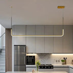 Simple Silica Gel Linear Island Pendant Light in Gold for Kitchen