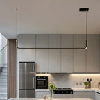 Simple Silica Gel Linear Island Pendant Light in Gold for Kitchen