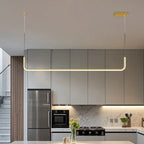 Simple Silica Gel Linear Island Pendant Light in Gold for Kitchen
