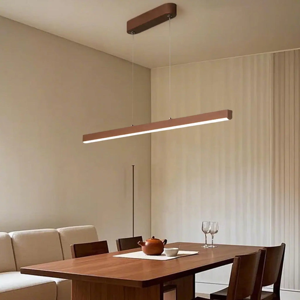 Simple Brown Silica Gel Rectangular LED Island Light for Kitchen