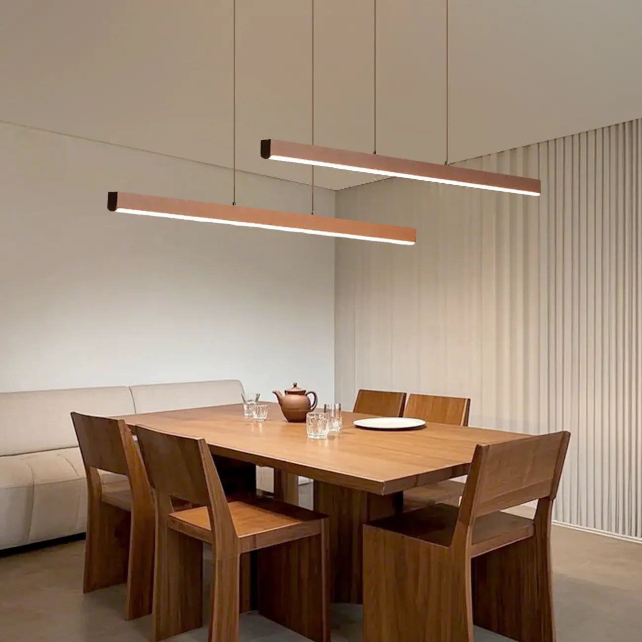 Simple Brown Silica Gel Rectangular LED Island Light for Kitchen