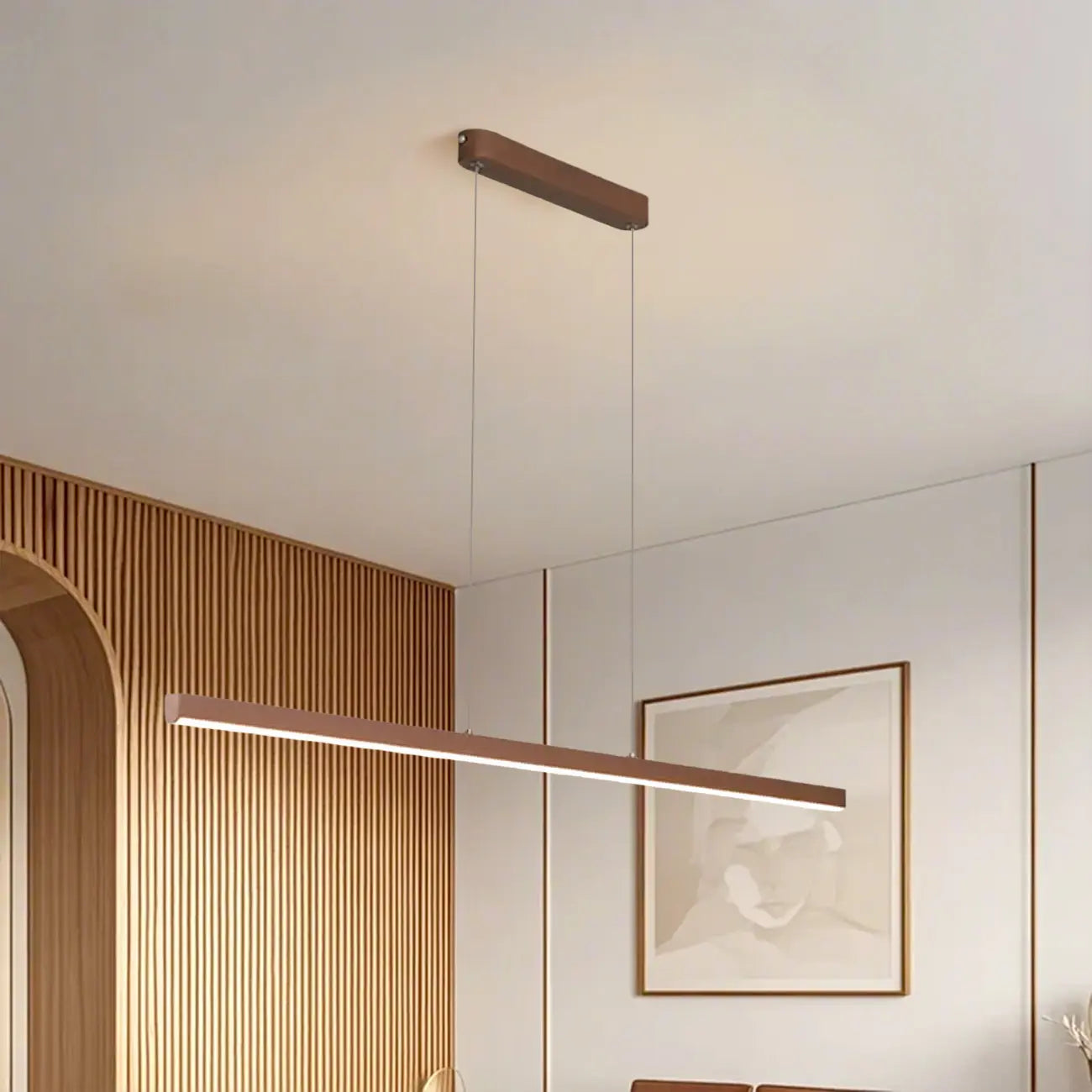 Simple Brown Silica Gel Rectangular LED Island Light for Kitchen