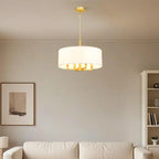Modern Fabric Drum Chandeliers with Elegant Gold Finish