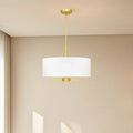 Modern Fabric Drum Chandeliers with Elegant Gold Finish
