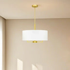 Modern Fabric Drum Chandeliers with Elegant Gold Finish