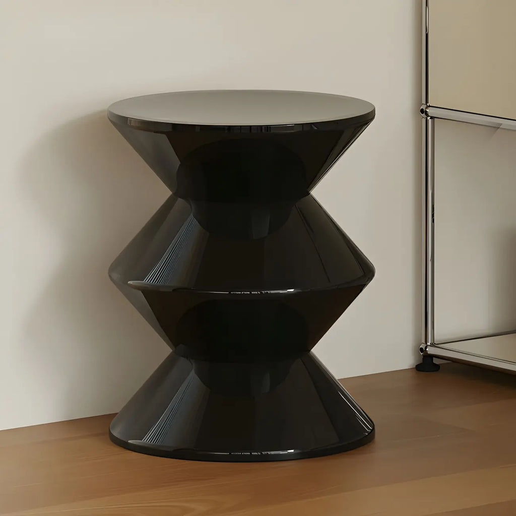 Modern Orange Acrylic Round Bedside Table