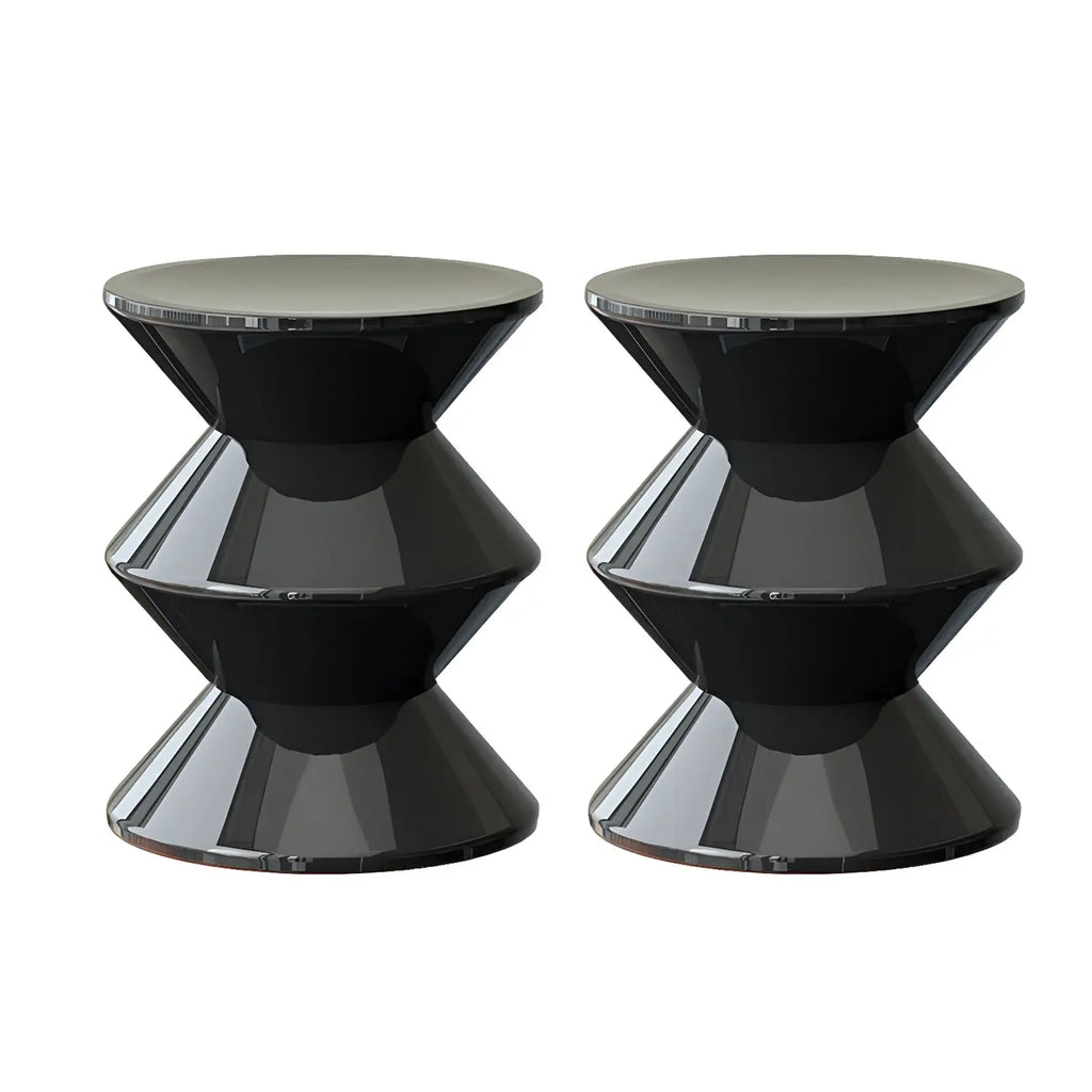Modern Orange Acrylic Round Bedside Table