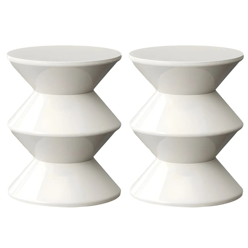 Modern Orange Acrylic Round Bedside Table