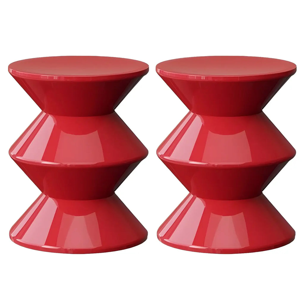 Modern Orange Acrylic Round Bedside Table