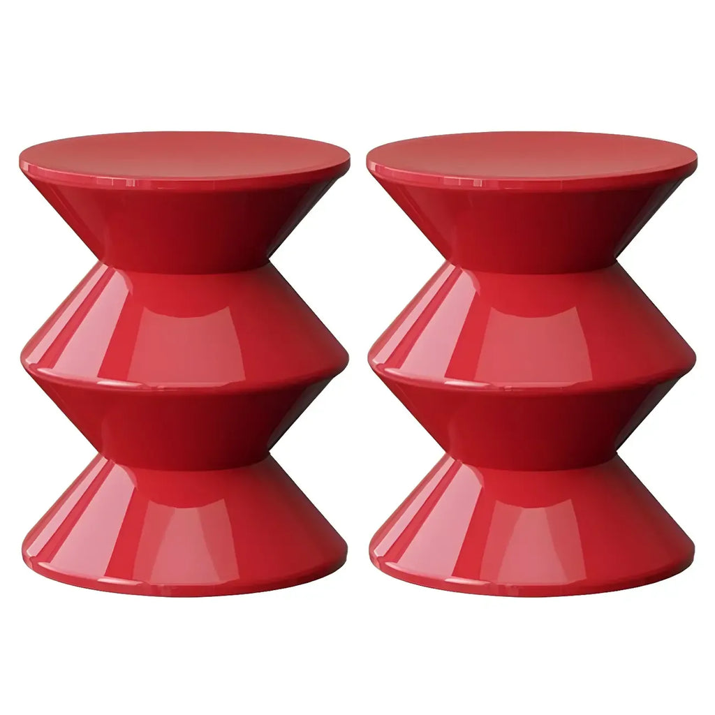 Modern Orange Acrylic Round Bedside Table