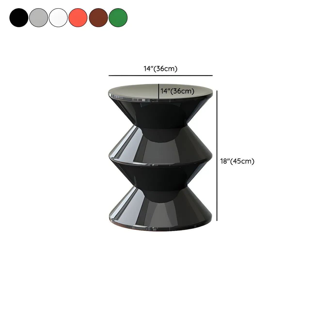 Modern Orange Acrylic Round Bedside Table