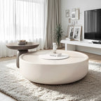 White Tray Top Stylish Round Wood Drawer Coffee Table