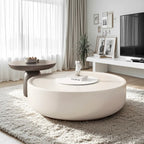 White Tray Top Stylish Round Wood Drawer Coffee Table
