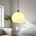 Minimalist White Glass Lantern LED Pendant Lamp for Living Room