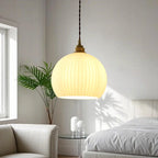 Minimalist White Glass Lantern LED Pendant Lamp for Living Room