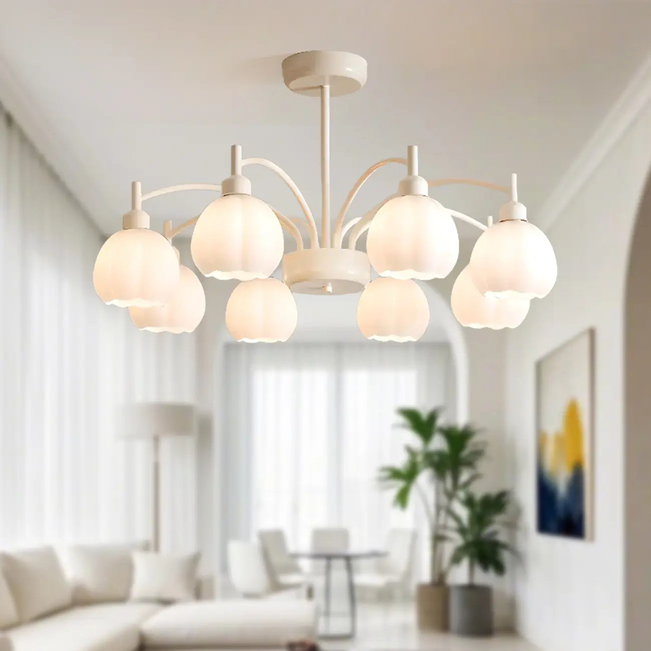 Modern 6-Light Floral Shape Chandelier for Living Room
