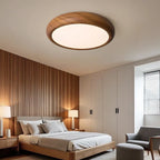 Simple LED Walnut Flush Mount Ceiling Light for Bedroom