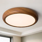Simple LED Walnut Flush Mount Ceiling Light for Bedroom