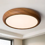 Simple LED Walnut Flush Mount Ceiling Light for Bedroom