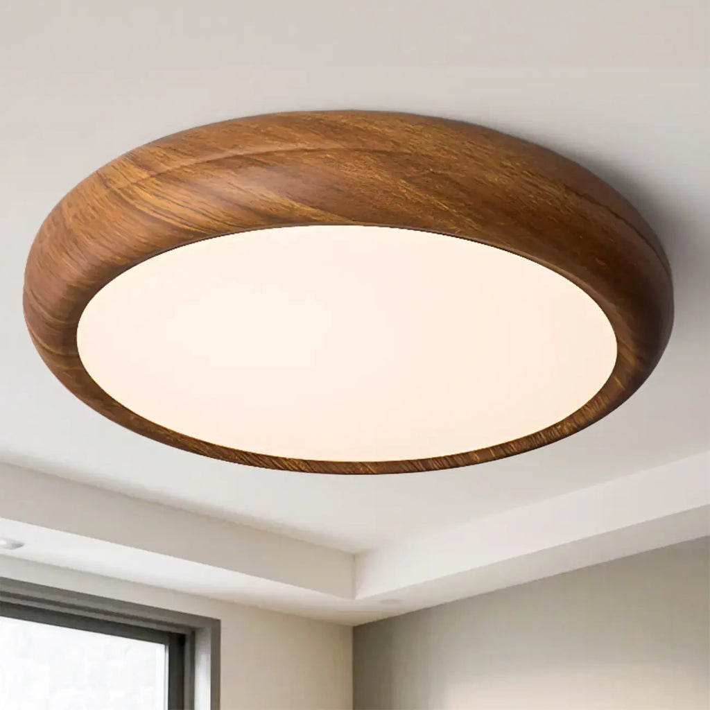 Simple LED Walnut Flush Mount Ceiling Light for Bedroom